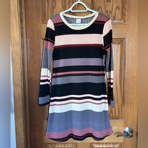 Kaileigh Black and Cream Ribbed Sweater Dress